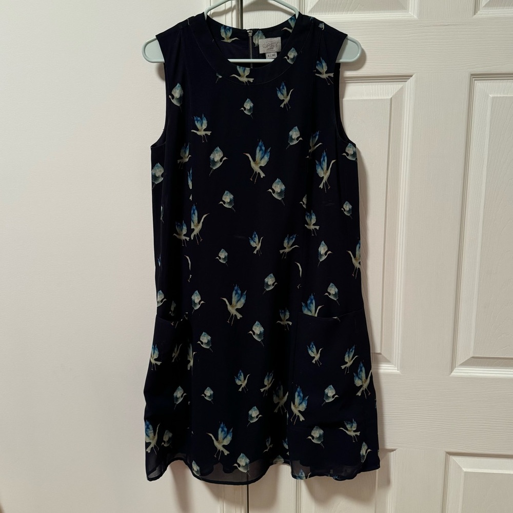 Grey Jason Wu Sleeveless Bird‎ Print Dress